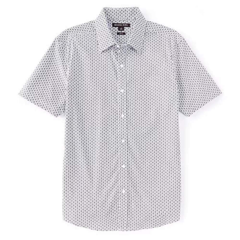Michael Kors Men’s Botton Shirt, Small, Short Sleeves